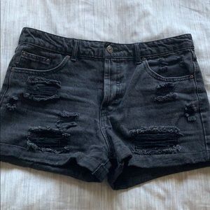 black denim shorts